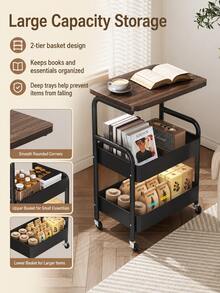 2 Styles Rolling Nightstand Cart, Movable Side Table Snack Storage Organizer Cart, Multi‑Tier Floor Shelf For Bedroom Bedside, Living Room Sofa Side, Simple Home Bedroom Storage Trolley - Multicolor - View 7