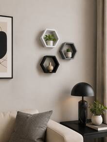 3/4Pcs Hexagon Floating Shelves, Nordic Wall Mount Storage Rack, Creative Geometric Decor Shelf For Living Room & Entryway - multicolor - View 5
