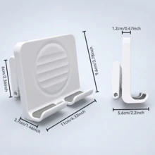 Teckwe 1件多功能桌面與壁掛式手機支架，可調節多角度手機與平板電腦支架，適用於客廳、浴室、廚房與直播 - 白色 - 查看 4