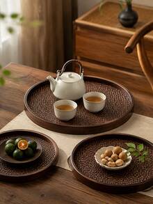 Walnut Tray Wood Tea Tray Fruit Tray Household Tea Tray Hotel Rectangular Bread Dim Sum Tray - Multicolor - View 1