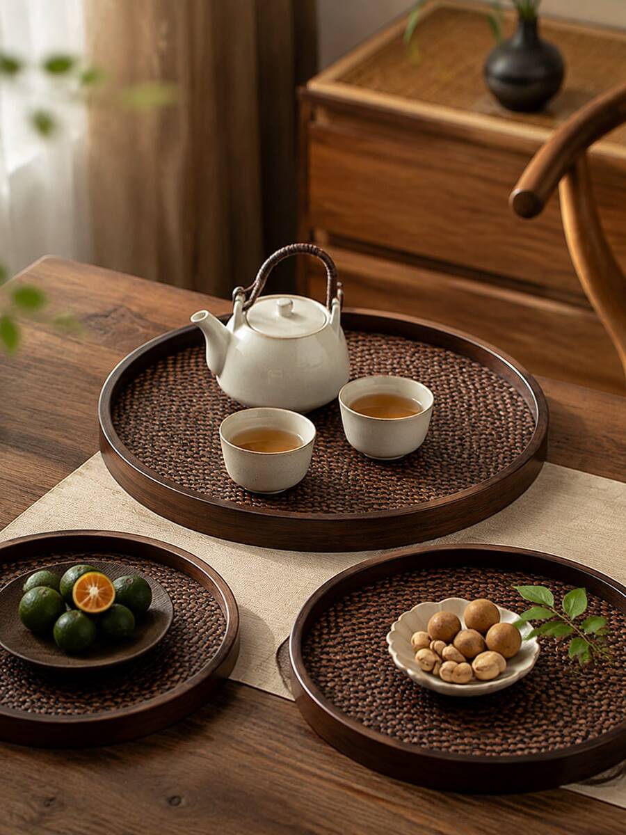 Walnut Tray Wood Tea Tray Fruit Tray Household Tea Tray Hotel Rectangular Bread Dim Sum Tray - Multicolor - View 1