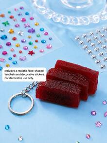 Joivida 1Pc DIY Sticker Salmon/Tuna Keychain, Simulated Seafood Slice Pendant With 165Pcs Rhinestone Decals, Cute Bag Charm For Keys, Backpack & Gift - Multicolor - View 7