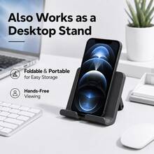 Teckwe 1pc Multi-Function Desktop & Wall-Mounted Phone Holder, Adjustable Multi-Angle Stand For Phones And Tablets, Suitable For Living Room, Bathroom, Kitchen And Live Streaming - Black - View 3