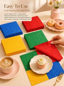 Joivida 1 Set Colorful Building Block Birthday Party Supplies, Brick-Themed Disposable Tablecloth, Paper Plates & Napkins, Creative Party Tableware Decoration Kit For Birthday Celebration, Family Gathering, Classroom Party & Photo Booth Decor - multicolor - View 8