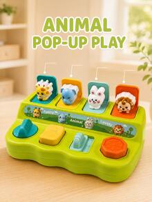 彈出式玩具 因果關係玩具 嬰兒兒童玩具 幼兒玩具 蒙特梭里互動式彈出動物躲藏盒 學習遊戲 男孩女孩適用 增進邏輯與運動技能 兒童節禮物 按鈕顏色隨機 - 彩色 - 查看 7