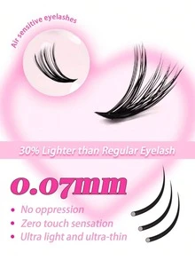 رموش صناعية فردية طبيعية DIY بتجعيد C Curl وسمك 0.07 مم، بدون غراء وبدون مزيل، 10 صفوف، رموش كوسبلاي للنساء للحفلات والنادي وأداة مكياج - متعدد الألوان - مشاهدة 4