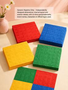 Joivida 1 Set Colorful Building Block Birthday Party Supplies, Brick-Themed Disposable Tablecloth, Paper Plates & Napkins, Creative Party Tableware Decoration Kit For Birthday Celebration, Family Gathering, Classroom Party & Photo Booth Decor - multicolor - View 7