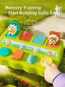 彈出式玩具 因果關係玩具 嬰兒兒童玩具 幼兒玩具 蒙特梭里互動式彈出動物躲藏盒 學習遊戲 男孩女孩適用 增進邏輯與運動技能 兒童節禮物 按鈕顏色隨機 - 彩色 - 查看 5