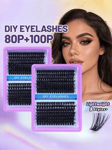رموش صناعية فردية طبيعية DIY بتجعيد C Curl وسمك 0.07 مم، بدون غراء وبدون مزيل، 10 صفوف، رموش كوسبلاي للنساء للحفلات والنادي وأداة مكياج - متعدد الألوان - مشاهدة 1