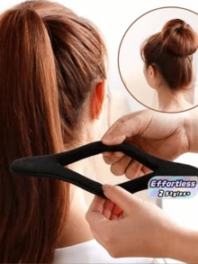 1/3pcs Black Upgraded Donut Bun Maker Set, Includes Sponge Hair Clips, Multi-Functional Hair Braiding Tools, All-In-One Hair Styling Kit For Daily, School, Wedding, Party, Travel - black - View 1