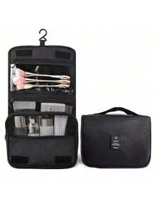 Found Favorite 1-Piece Hook-On Makeup Bag, Multifunctional Travel Makeup Bag, Large-Capacity Waterproof Storage Bag, Cosmetic Organizer, Toiletry Bag, - Black - View 1