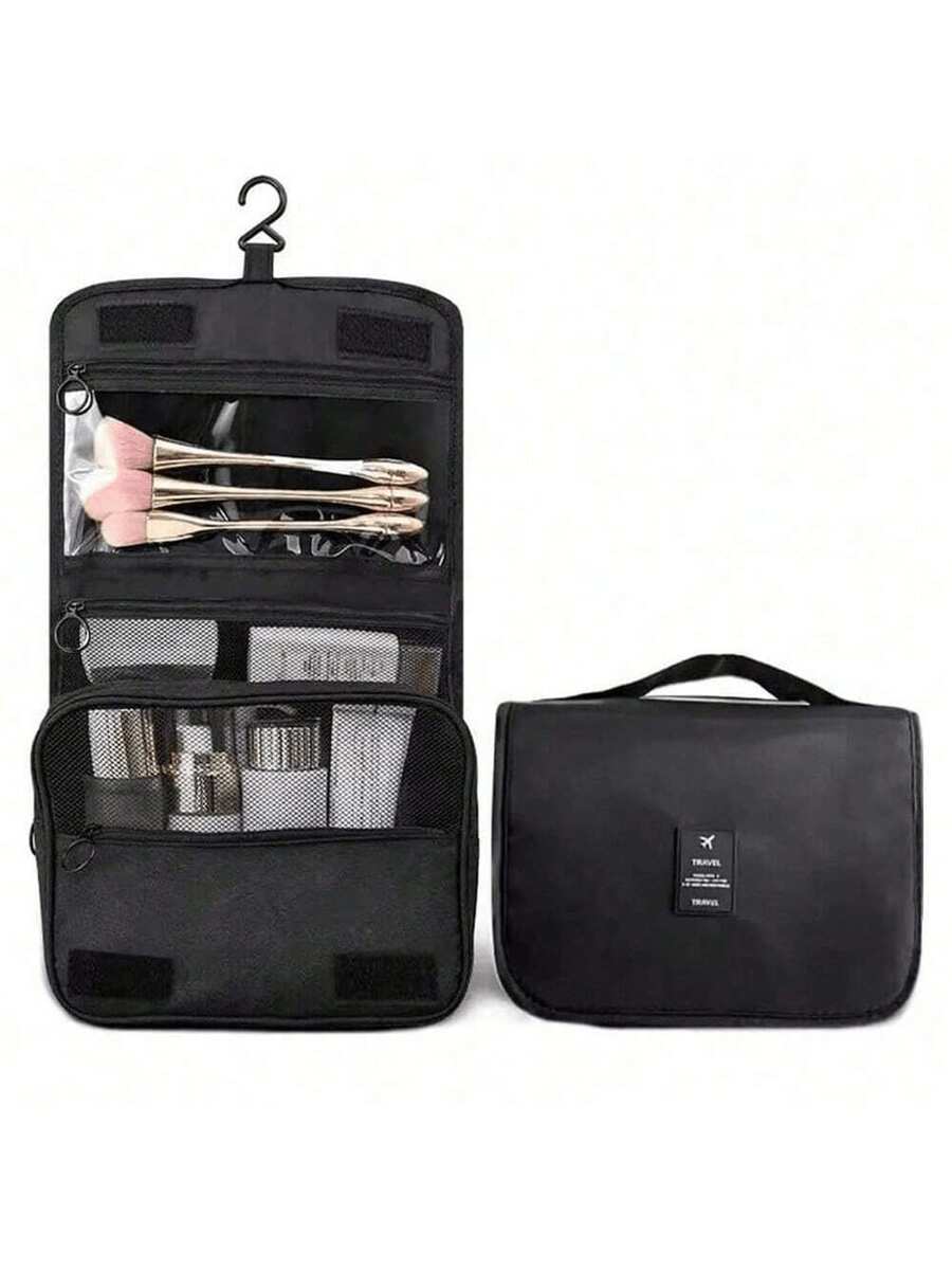 Found Favorite 1-Piece Hook-On Makeup Bag, Multifunctional Travel Makeup Bag, Large-Capacity Waterproof Storage Bag, Cosmetic Organizer, Toiletry Bag, - Black - View 1