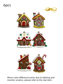 Muroi Mono 6/12pcs Christmas Gingerbread Man & Gingerbread House Tree Ornament, Hanging Pendant Decor, Festive Decoration Accessory & Holiday Gift - multicolor - View 11
