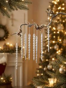 Transparent Acrylic Snowflake Ornaments, Christmas Tree Hanging Pendants, Decorative Hanging Props For Xmas Wreath, Gift Bag & Scene Layout Decoration - Multicolor - View 2