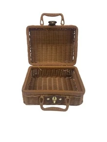 Small Vintage Style Picnic Bag, Vintage Storage Bag, Photography Accessories Organizing Box, Wicker Storage Basket, Gift Box - Khaki - View 7