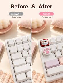 Zazumi 1PC Novelty Mechanical Keyboard Keycap, Cute Cat Paw, Semi-Transparent Character And Traffic Cone Designs, Creative Decorative Key Cap For Custom Keyboard Setup, Desktop Decoration, Gaming Desk, Office And Everyday Computer Accessories - View 8
