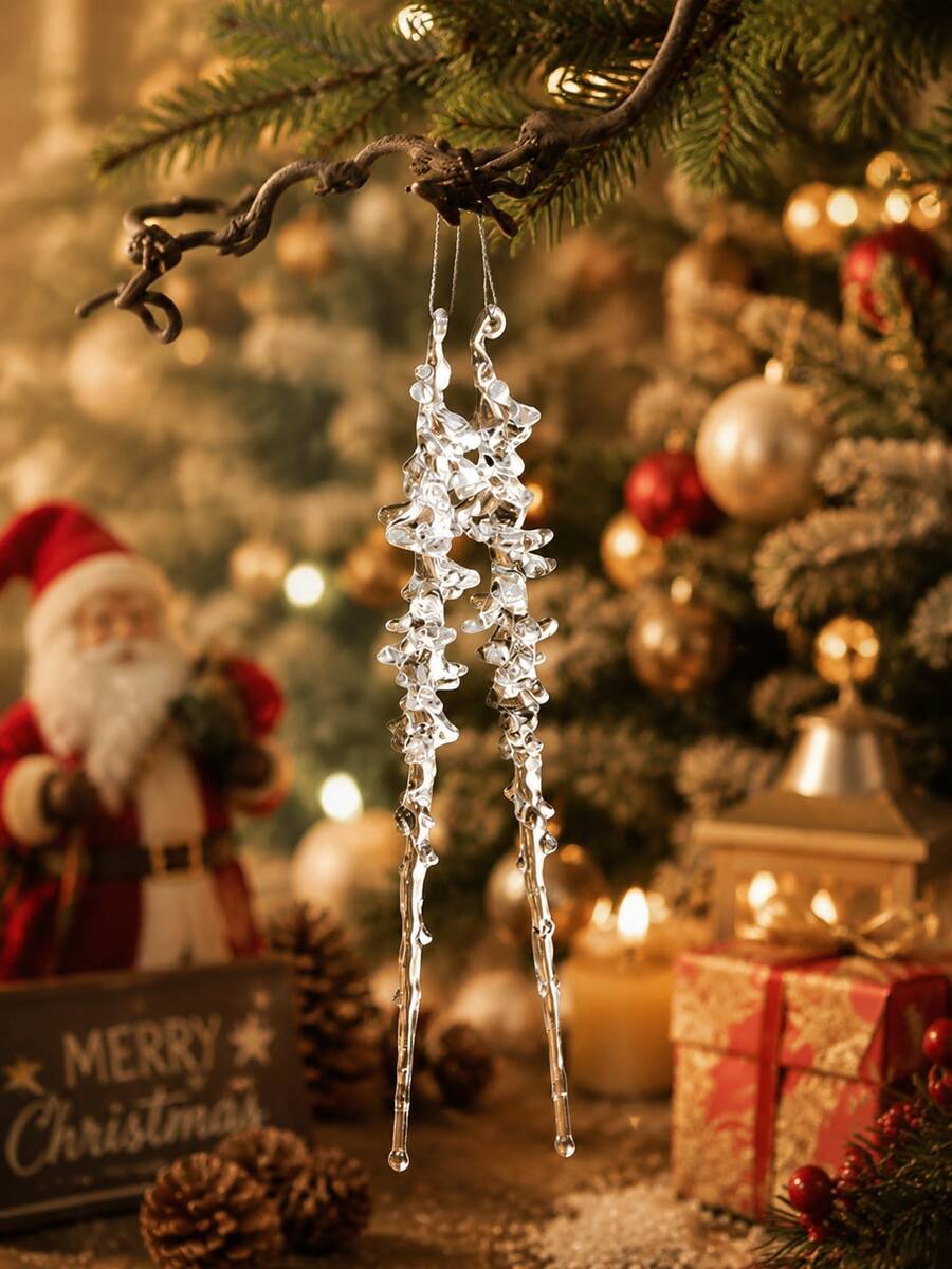 Transparent Acrylic Snowflake Ornaments, Christmas Tree Hanging Pendants, Decorative Hanging Props For Xmas Wreath, Gift Bag & Scene Layout Decoration - Multicolor - View 1