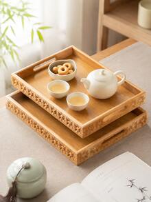 Walnut Tray Wood Tea Tray Fruit Tray Household Tea Tray Hotel Rectangular Bread Dim Sum Tray - Multicolor - View 5