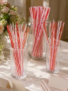 50pcs Reusable Dual‑Color PP Straight Straw, Romantic Valentine's Day Party Supplies - Multicolor A - View 6