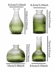 Cirelle 1Pc Glass Vase, Gradient Tinted Glass With Vertical Ribbed Texture, For Dried Floral Display, Tabletop Aesthetic, Boho, Modern Minimalist, Bedroom Shelf Decor, Housewarming Gift,For Living‑Room Vanity Decor To Refresh Household Ambient Layout - default - View 4