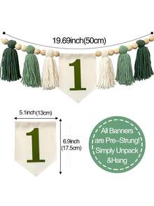 1PC Birthday High Chair Banner With Green Brown Garland Floral Wreath For Party Decor Photo Booth Prop Christmas Celebration - A - View 3