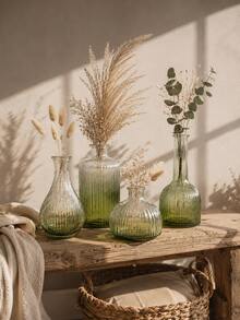 Cirelle 1Pc Glass Vase, Gradient Tinted Glass With Vertical Ribbed Texture, For Dried Floral Display, Tabletop Aesthetic, Boho, Modern Minimalist, Bedroom Shelf Decor, Housewarming Gift,For Living‑Room Vanity Decor To Refresh Household Ambient Layout - default - View 12