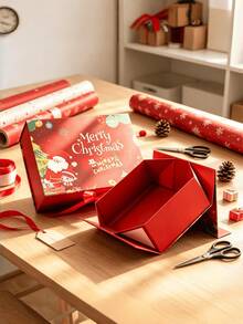 Christmas Magnetic One-Piece Foldable Gift Box, Festive Xmas Present Packaging Box, Color Printed Holiday Gift Wrapping Box - multicolor - View 4