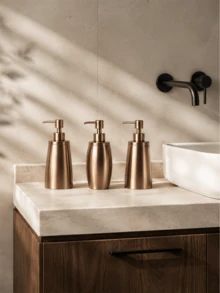 Cirelle 1pc Stainless Steel Soap Dispenser, Rose Gold, Refillable Bottle For Shower Gel/Hand Soap/Lotion, Household Daily Essential, Suitable For Kitchen/Bathroom/Sink/Vanity Table - multicolor - View 1