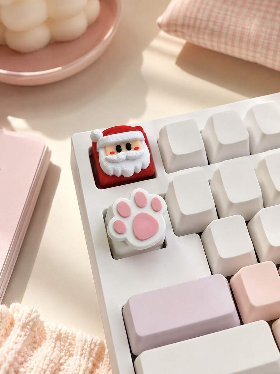 Zazumi 1PC Novelty Mechanical Keyboard Keycap, Cute Cat Paw, Semi-Transparent Character And Traffic Cone Designs, Creative Decorative Key Cap For Custom Keyboard Setup, Desktop Decoration, Gaming Desk, Office And Everyday Computer Accessories - View 1