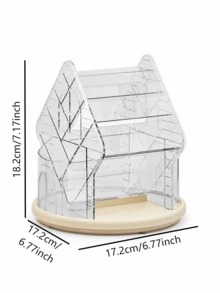 Cirelle 1Pc Rotatable Vanity Decor Organizer,Clear Transparent Structure With Partition Compartments,Organize Cosmetic Essentials,Modern Aesthetic,Housewarming Gift,Bedroom Living Room,Artistic Tabletop Decor For Daily Makeup Arrangement - default - View 4