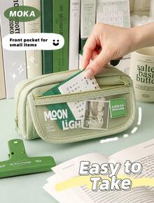 Moon Light Pencil Case, Extra Large Capacity Simple Pencil Box, Aesthetic Student Stationery Bag For School Office Supplies - multicolor - View 9