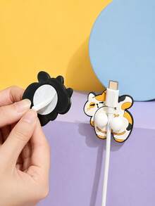 Joivida 1pc/2pcs Cat Shape Cable Organizer, Cute Silicon Cord Holder For Desk, Data Line Manager For Headphones, Charging Cables, Desk Accessory, Tangle-Free, Portable, Gift For Cat Lovers - Multicolor - View 4