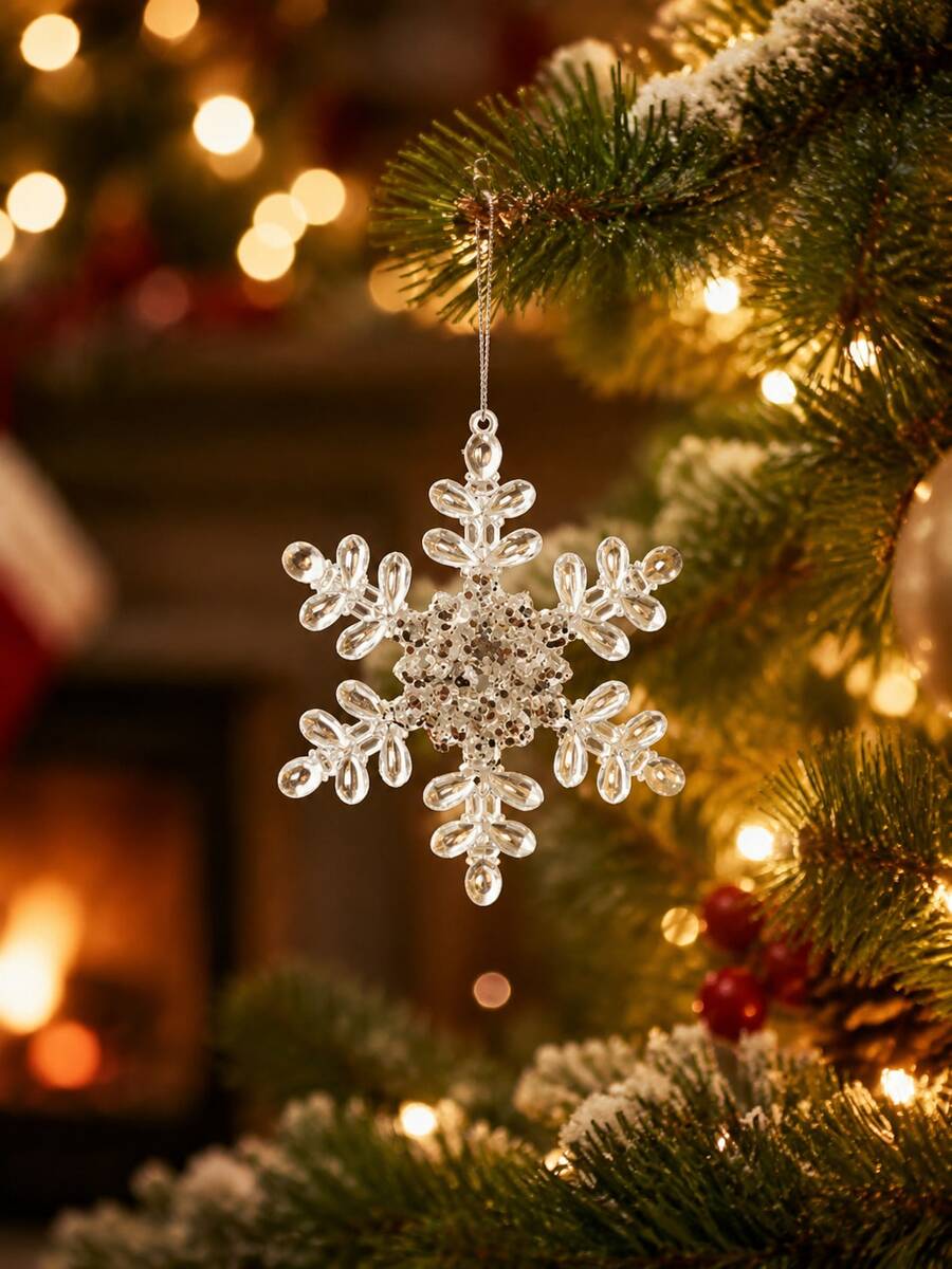 Transparent Acrylic Snowflake Ornaments, Christmas Tree Hanging Pendants, Decorative Hanging Props For Xmas Wreath, Gift Bag & Scene Layout Decoration - Multicolor - View 1