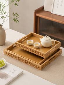 Walnut Tray Wood Tea Tray Fruit Tray Household Tea Tray Hotel Rectangular Bread Dim Sum Tray - Multicolor - View 2