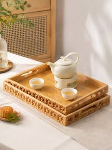 Walnut Tray Wood Tea Tray Fruit Tray Household Tea Tray Hotel Rectangular Bread Dim Sum Tray - Multicolor - View 3