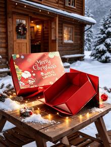 Christmas Magnetic One-Piece Foldable Gift Box, Festive Xmas Present Packaging Box, Color Printed Holiday Gift Wrapping Box - multicolor - View 5