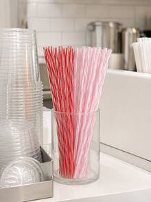 50pcs Reusable Dual‑Color PP Straight Straw, Romantic Valentine's Day Party Supplies - Multicolor A - View 4