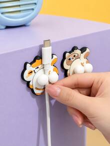 Joivida 1pc/2pcs Cat Shape Cable Organizer, Cute Silicon Cord Holder For Desk, Data Line Manager For Headphones, Charging Cables, Desk Accessory, Tangle-Free, Portable, Gift For Cat Lovers - Multicolor - View 3