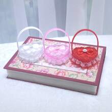 1PC Wedding Hand-Held Ring Box Lace Faux Pearl Ring Box Bow Small Flower Basket Flower Girl Hand-Held Heart-Shaped Ring Pillow Wedding Props - multicolor - View 10