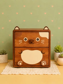 Joivida 1pc Cute Cat Table Mirror, Random Design, Resin Material, INS Style, Desktop Makeup Mirror, Single-Sided Mirror, Vanity Mirror, Rotatable Stand, Home Decor Ornament - Multicolor - View 6
