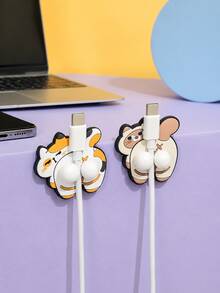 Joivida 1pc/2pcs Cat Shape Cable Organizer, Cute Silicon Cord Holder For Desk, Data Line Manager For Headphones, Charging Cables, Desk Accessory, Tangle-Free, Portable, Gift For Cat Lovers - Multicolor - View 1