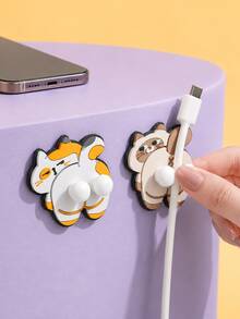 Joivida 1pc/2pcs Cat Shape Cable Organizer, Cute Silicon Cord Holder For Desk, Data Line Manager For Headphones, Charging Cables, Desk Accessory, Tangle-Free, Portable, Gift For Cat Lovers - Multicolor - View 2