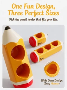 Joivida 1Pc Novelty Fun Pencil‑Shape Pen Holder, Multi‑Hole Desktop Stationery & Cosmetic Brush Storage Organizer, Durable ABS Decor Cup, Cute Table Ornament For Home Office Study Desk Decoration - Multicolor - View 11