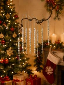 Transparent Acrylic Snowflake Ornaments, Christmas Tree Hanging Pendants, Decorative Hanging Props For Xmas Wreath, Gift Bag & Scene Layout Decoration - Multicolor - View 3