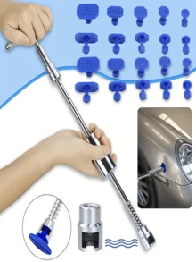24 Piece Set Of Car Dent Repair Tools, T-Shaped Puller, Professional Manual Tool Set For Unpainted Cars, Suitable For Repairing Car Hail Damage Manual Tool Set - Silver - View 7