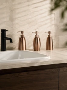 Cirelle 1pc Stainless Steel Soap Dispenser, Rose Gold, Refillable Bottle For Shower Gel/Hand Soap/Lotion, Household Daily Essential, Suitable For Kitchen/Bathroom/Sink/Vanity Table - multicolor - View 2