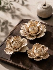 Intangible Cultural Heritage Hand Pinched Ceramic Peony Petal Incense Stick Holder, Rough Clay Scent Diffuser Aromatherapy Ornament, Oriental Zen Home Tabletop Decor - 1PC - View 6