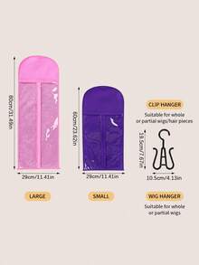 Non-Woven Wig Storage Bag With Clear PVC Window, Waterproof Hanging Wig Pouch, Travel Cosplay Comic Con Wig Organizer Bag - Multicolor - View 4