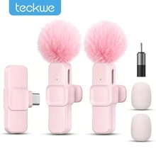 Teckwe ميكروفون لاسلكي متوافق مع هواتف آيفون/أندرويد الذكية، ميكروفون ياقة محمول بمنفذ USB-C لتسجيل الصوت والفيديو، ميكروفون لافالير لاسلكي قابل للتوصيل والتشغيل للبث المباشر والمقابلات والتدريس والفلوق - مشاهدة 1