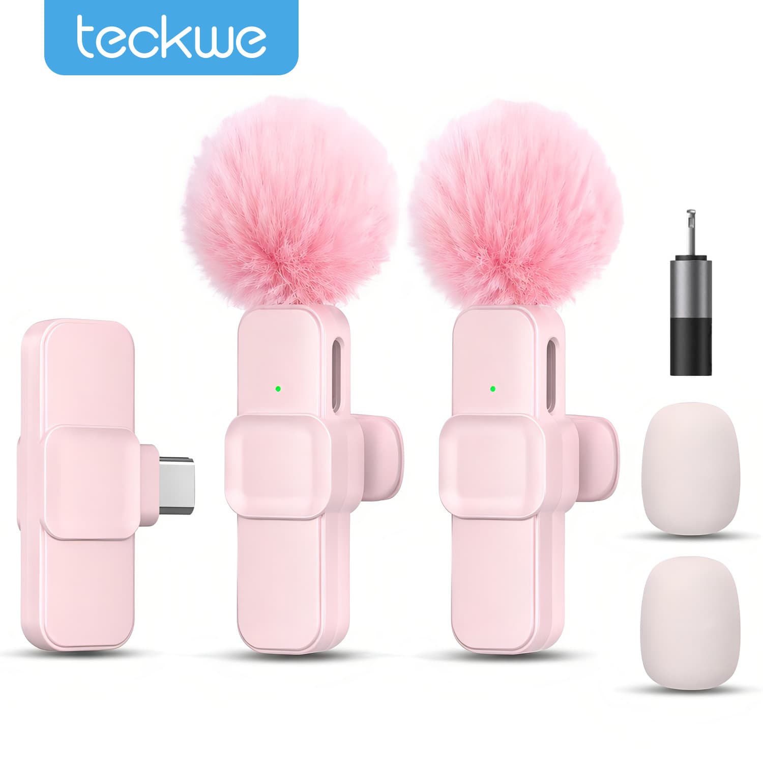Teckwe ميكروفون لاسلكي متوافق مع هواتف آيفون/أندرويد الذكية، ميكروفون ياقة محمول بمنفذ USB-C لتسجيل الصوت والفيديو، ميكروفون لافالير لاسلكي قابل للتوصيل والتشغيل للبث المباشر والمقابلات والتدريس والفلوق - مشاهدة 1
